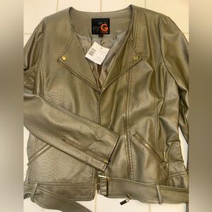 Olive Faux Leather Jacket - GUESS